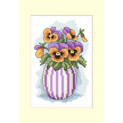 GU 10205-01 Kryssstingmønster - Postkort med pansies