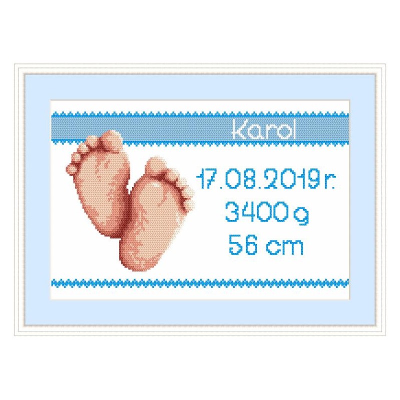 Cross stitch kit - Birth certificate with a sleeping baby - Coricamo