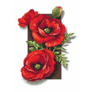 Zn 10172 Cross Stitch -kudoksisarja - Poppies 3D