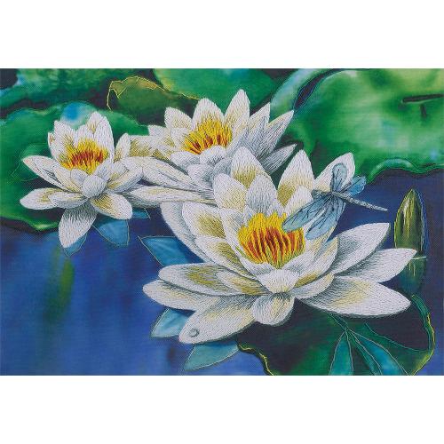 PAJK 2076 Kit with printed pattern, mouline and printed background - Gentle lotuses PAJK 2076 Kit with printed pattern, mouline and printed background - Gentle lotuses