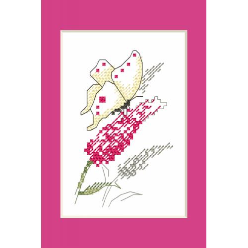 ZI 10228 Cross stitch kit with mouline and beads - Occasional card - Butterfly ZI 10228 Cross stitch kit with mouline and beads - Occasional card - Butterfly