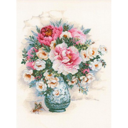 Rio 1816 Cross Stitch Kit With Mouline - Pionies and Wild Roses