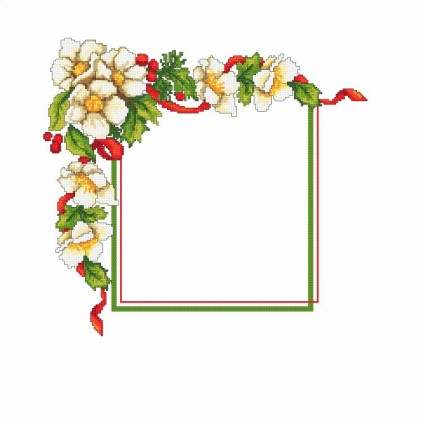 W 10195 Online mønster PDF - Juleserviett med blomster