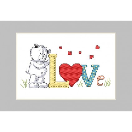 ZU 10261-01 Kit de costura cruzada - cartão postal - Teddy Bear Love