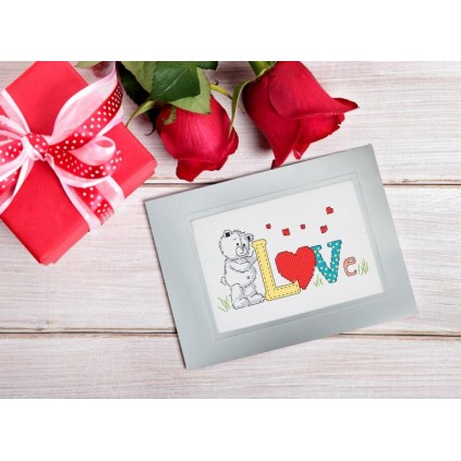 GU 10261-01 Padrão de ponto cruz - cartão postal - Teddy Bear Love