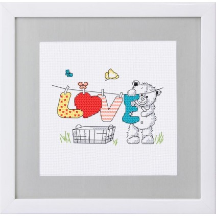 ZU 10261-01 Kit de costura cruzada - cartão postal - Teddy Bear Love