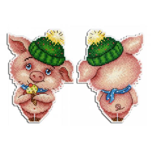 Cross stitch kit - Pendant - Winter piggy Cross stitch kit - Pendant - Winter piggy