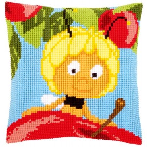 Cross stitch tapestry kit - Cushion - Robin and blossoms - Coricamo