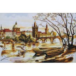 NCP 2225 Cross stitch kit with printed background - Prague. The Charles Bridge