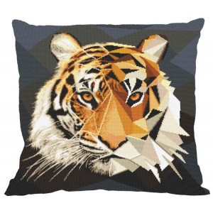 W 10618-01 Σχέδιο Cross Stitch PDF - Μαξιλάρι - Μωσαϊκή τίγρη