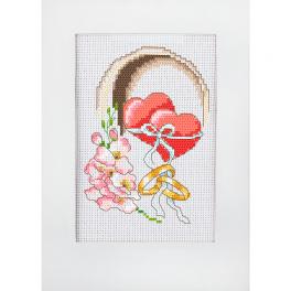 ZU 10279 Cross stitch kit - Wedding card - Hearts