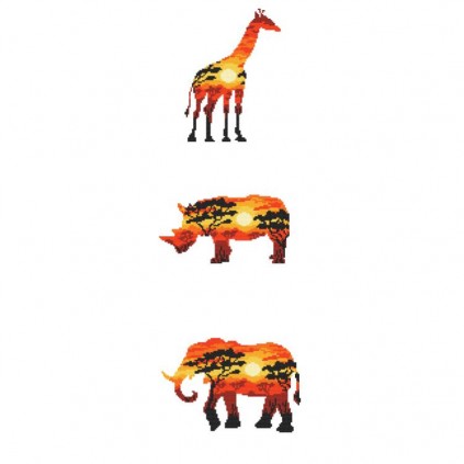 GC 10275 Patrón punto de cruz estampado - Animales africanos