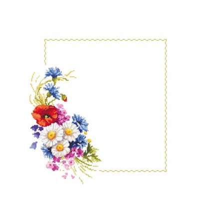 GU 10431 Kryssstingmønster - serviett med ville blomster