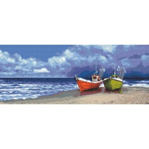 ZN 10284 Kit tapisserie au point de croix - Bateaux de pêche au bord de la mer