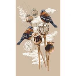 Z 10438 Cross stitch kit - Finches and poppies