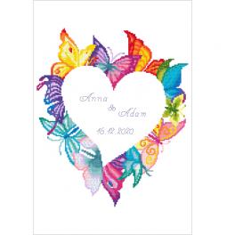 AN 10650 Tapestry aida - Heart in buterflies