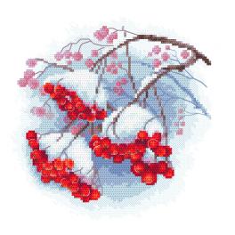 ZI 10307 Cross stitch kit with mouline and beads - Winter mountain ash