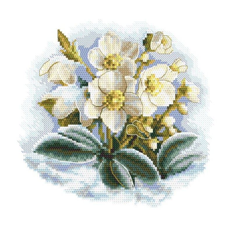 Cross stitch kit with mouline - Lotus field. Pagoda no the water - Coricamo