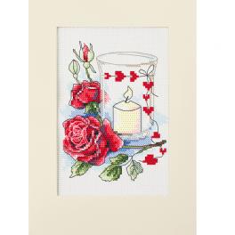 W 10302 ONLINE pattern pdf - Valentine's Day card with a candle