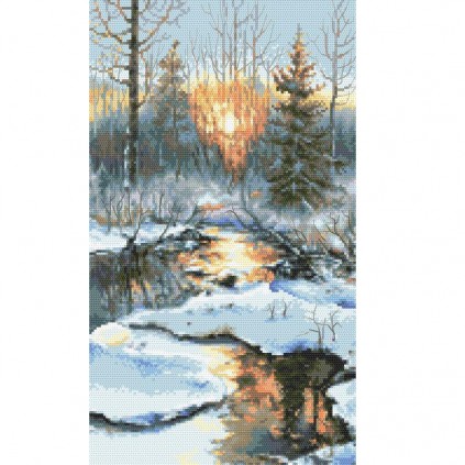 Zn 10304 Cross Stitch -kudoksisarja - Talvi auringonlasku