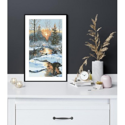 Zn 10304 Cross Stitch -kudoksisarja - Talvi auringonlasku