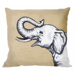 W 10655-01 Cross stitch pattern PDF - Cushion - Black and white elephant