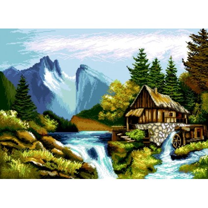 K 7289 Toile de tapisserie - Paysage de montagne