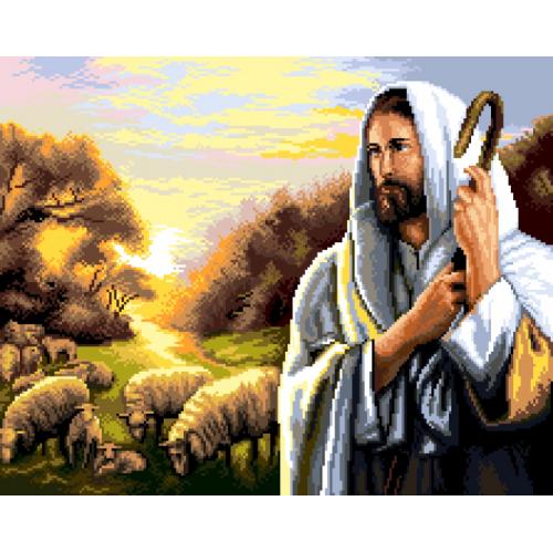 Printed cross stitch pattern - Jesus Christ with sheep