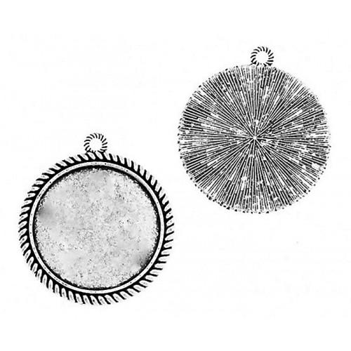Medallion base round silver colour 30mm Medallion base round silver colour 30mm