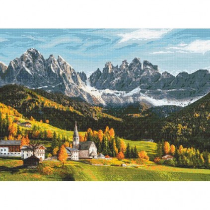 GC 10666 Cross Stitch Mönster på papper - Höstfärgade berg
