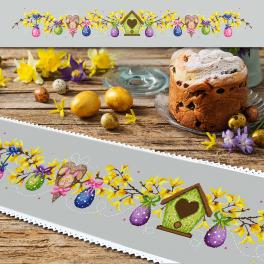 W 10456 Cross stitch pattern PDF - Long table runner with Easter eggs