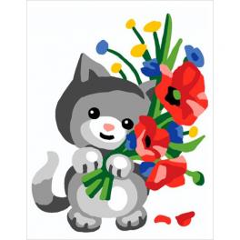 CA 3332K Gobelin kit - Cat with poppies