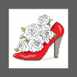 GU 10327-01 Cross stitch pattern - Postcard - Shoe full of roses