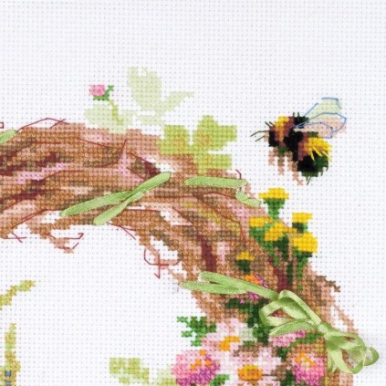 Rio 1456 Cross Stitch Kit With Mouline - Wreath with Fireweed