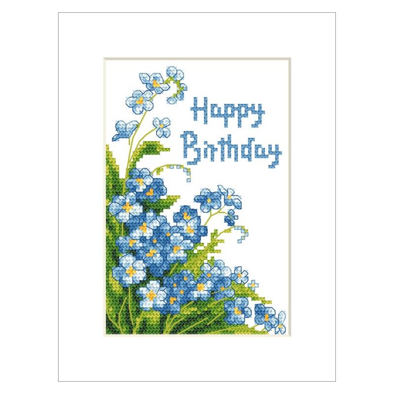 Cross stitch kit - Postcard - Happy Birthday - Coricamo