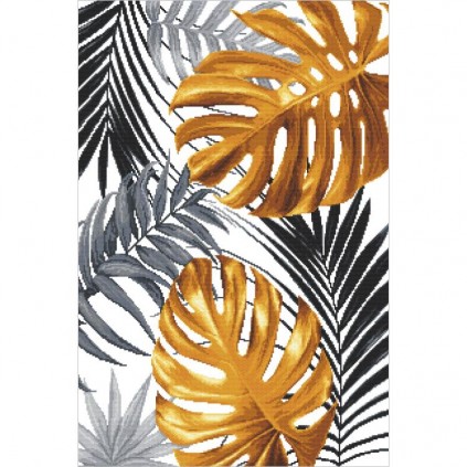 W 10676 Cross Stitch Pattern PDF - Golden Monstera