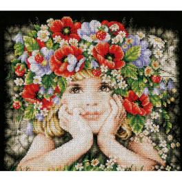 LPN-0156698 Cross stitch kit - Girl with flowers