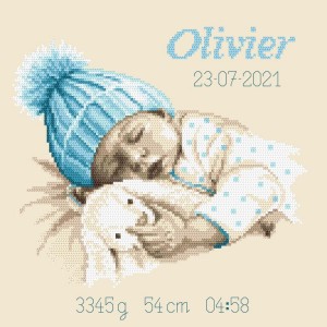 W 10337 Kreuzstichmuster PDF - Geburtsurkunde - Sweet Dream des kleinen Jungen