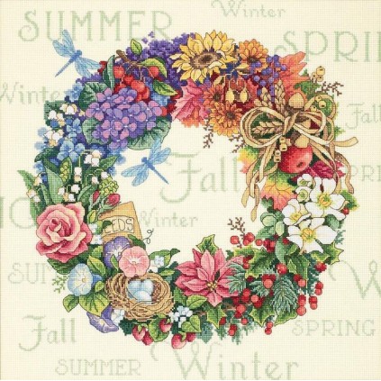 Dim 35040 Cross Stitch Kit - Four Seasons Wreath