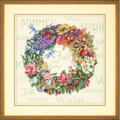 Dim 35040 Cross Stitch Kit - Four Seasons Wreath