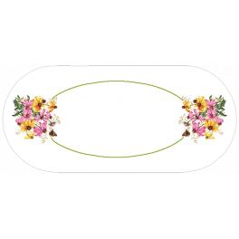W 10472 Cross stitch pattern PDF - Oval table runner - Colourful flowers