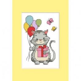 S 10286 Cross stitch pattern for smartphone - Card - Kitten
