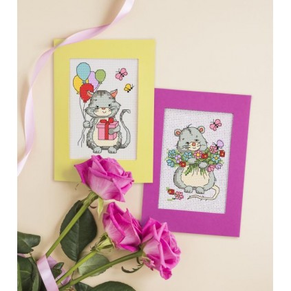 S 10286 Cross Stitch Pattern for Smartphone - Card - Kitten