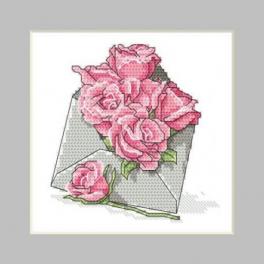 S 10326-03 Cross stitch pattern for smartphone - Postcard - Envelope with roses