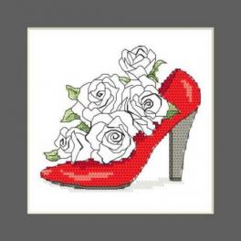 S 10327-01 Cross stitch pattern for smartphone - Postcard - Shoe full of roses