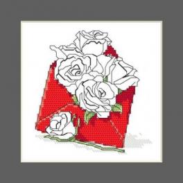 S 10327-03 Cross stitch pattern for smartphone - Postcard - Envelope full of roses