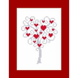 S 8668 Cross stitch pattern for smartphone - Postcard - Tree of hearts