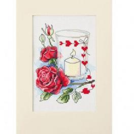 S 10302 Cross stitch pattern for smartphone - Valentine's Day card with a candle