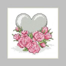 S 10326-02 Cross stitch pattern for smartphone - Postcard - Heart with roses