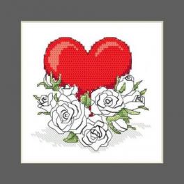 S 10327-02 Cross stitch pattern for smartphone - Postcard - Heart with roses